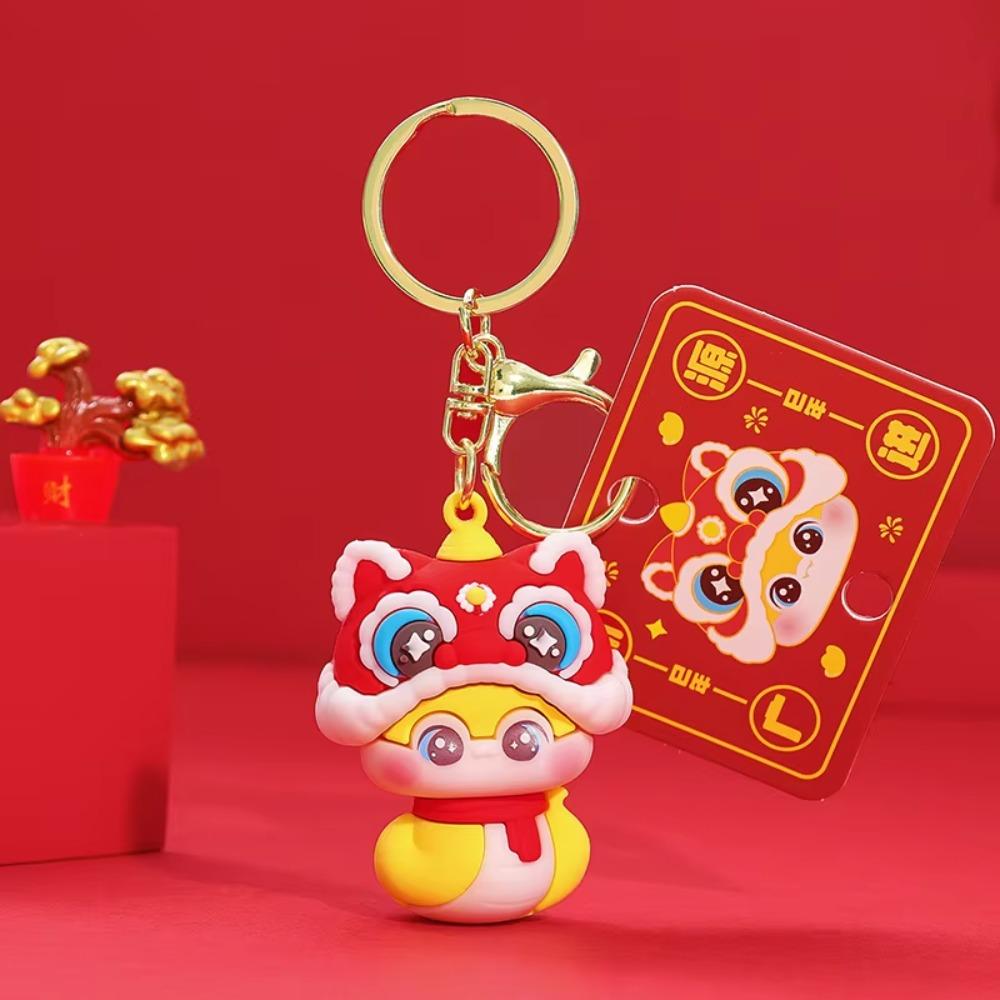 Cute Lucky Snake Key Ring Blessing Chinese New Year Pendant Creative Snake Year Keychain  Kids