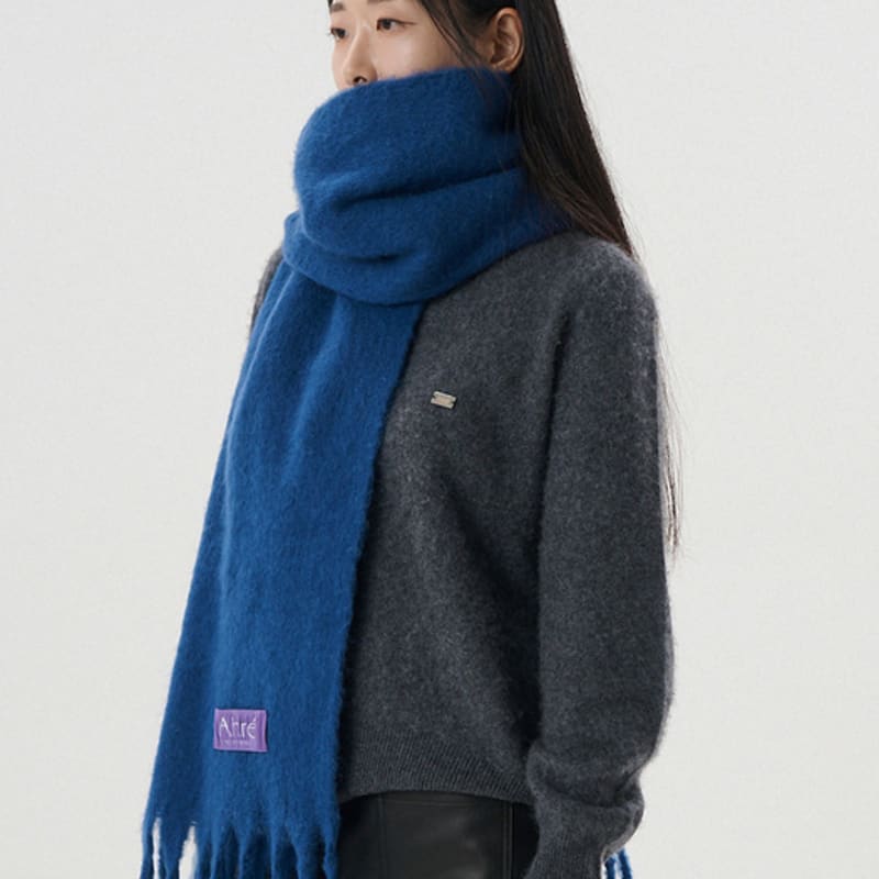 Ahre Boucle Oversize Brush Bold Muffler_NAVY