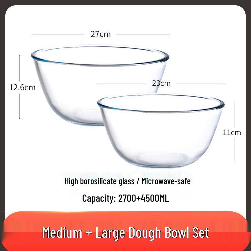 Grande Ciotola in Vetro Borosilicato Resistente al Calore per Insalata, Zuppa, Mescolare e Sbattere