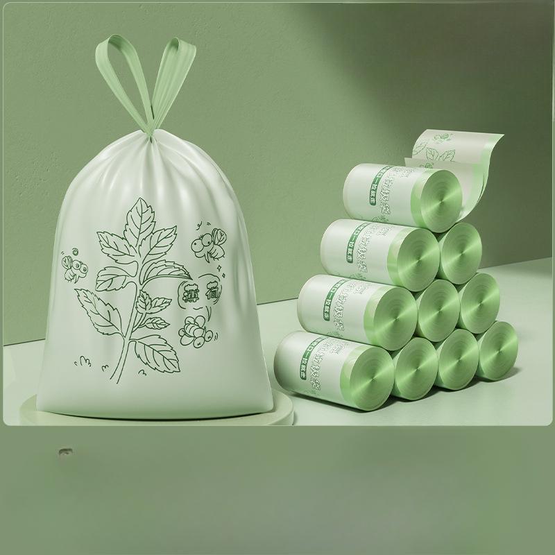 Mugwort Drawstring Garbage Bag Fly and Mosquito Repellent Automatic Closure Household Hand-held Garbage Bag