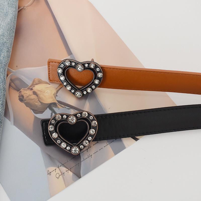 Elegant Vintage Heart Buckle Ladies Faux Leather Belt Perfect For Casual Outfits