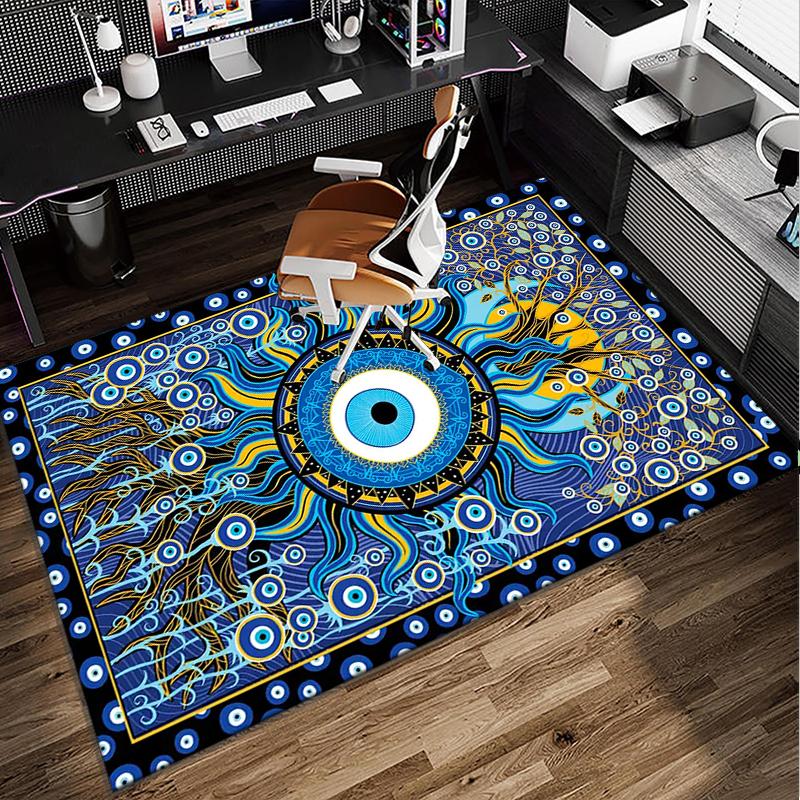 The Turkish Evil Eye Office Rug Chair Mat, Entryway Carpet, Suitable for Front Door, Bedroom, Living Room, Desk, Holiday Gift