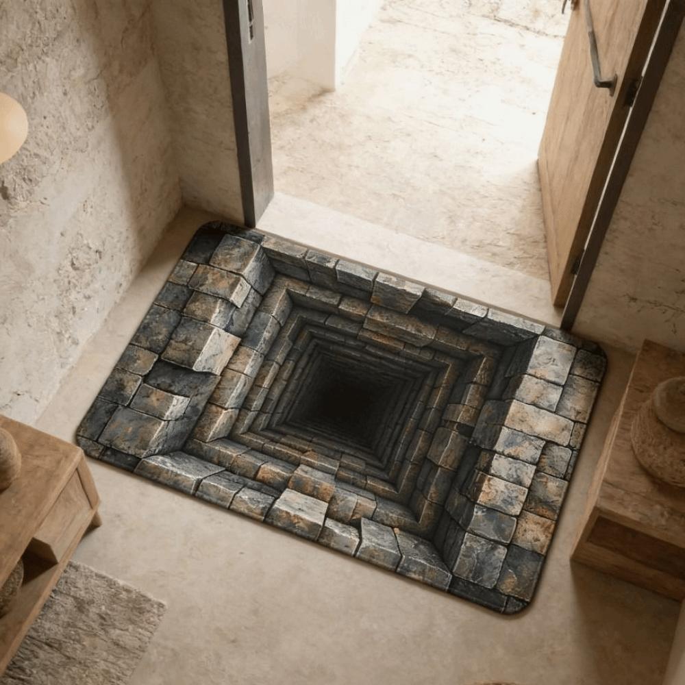 3D Flat Optical Illusion Doormat Non-slip Bedroom Door Rug Creativity Bathroom Carpet  Home Decor