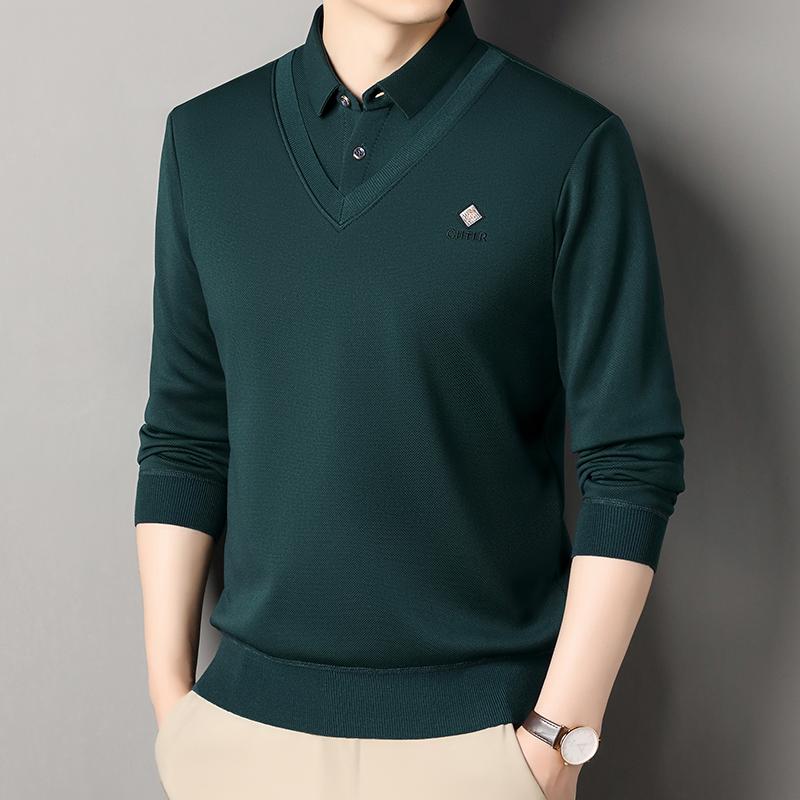 New Men's Fleece Lined Sweater Polo Collar Pullover Tops Fashion Business Causal Pullovers Korean Slim Fit Thick Winter Clothes