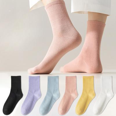 Übergröße Damen Sommer Dünne Einfarbig Baumwollsohlen Lange Socken
