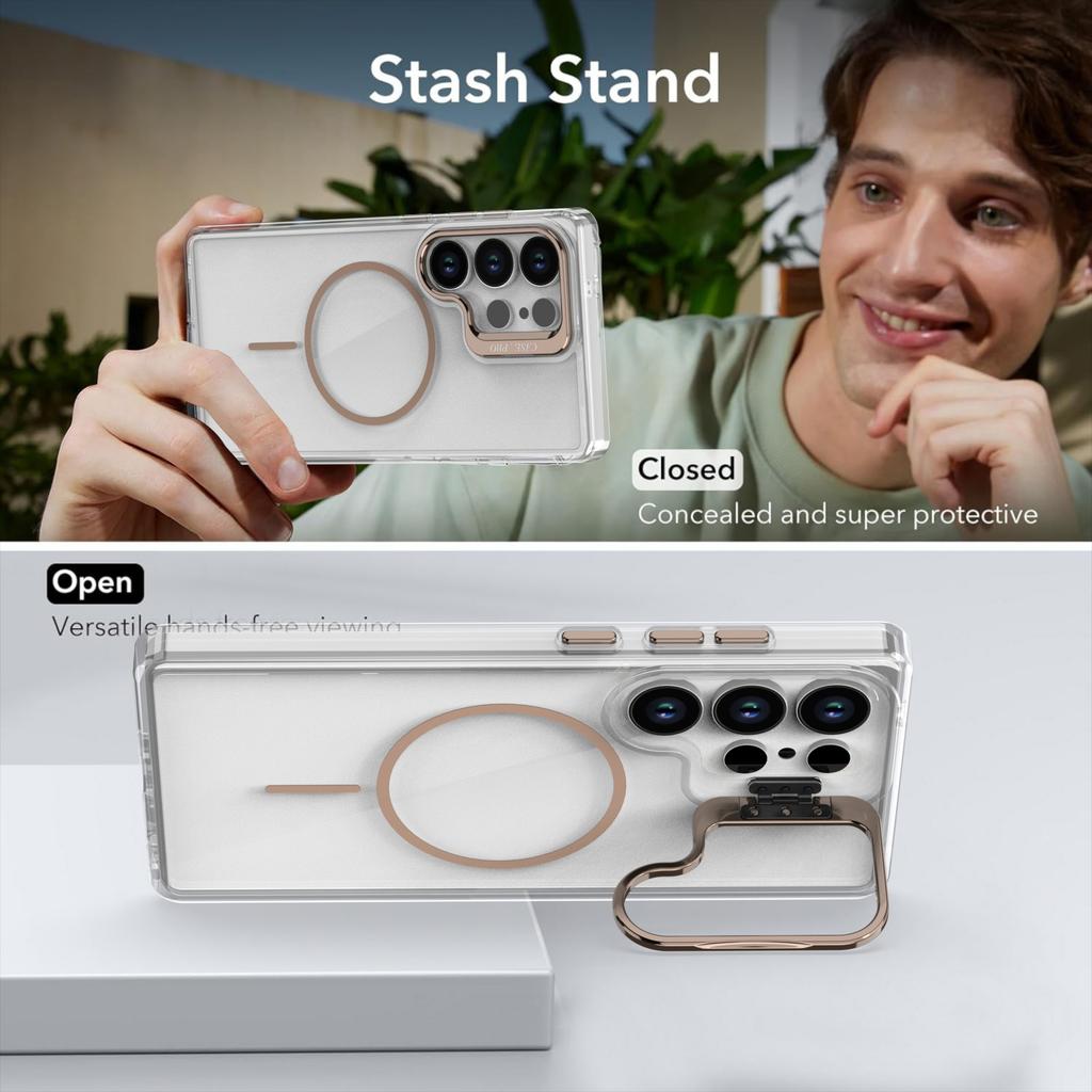 Transparent for Bracket Case for Samsung Galaxy S26 S2 Ultra S24 Plus S23 FE A A6 A16 A4 A3 A1 Camera Stand Cover