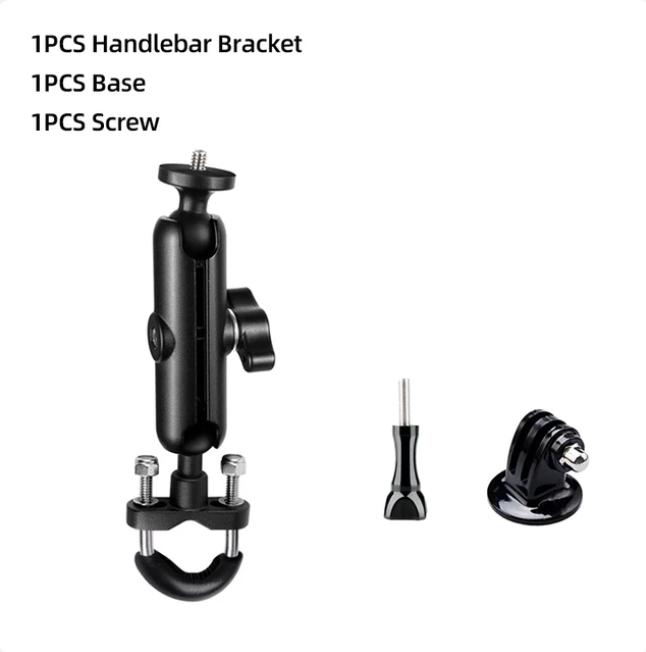 Suport pentru ghidon de motocicletă la 360°, suport din aluminiu pentru bicicletă, pentru GoPro Hero 12 11 10 9 8 Insta360 Osmo Action Camera, accesorii