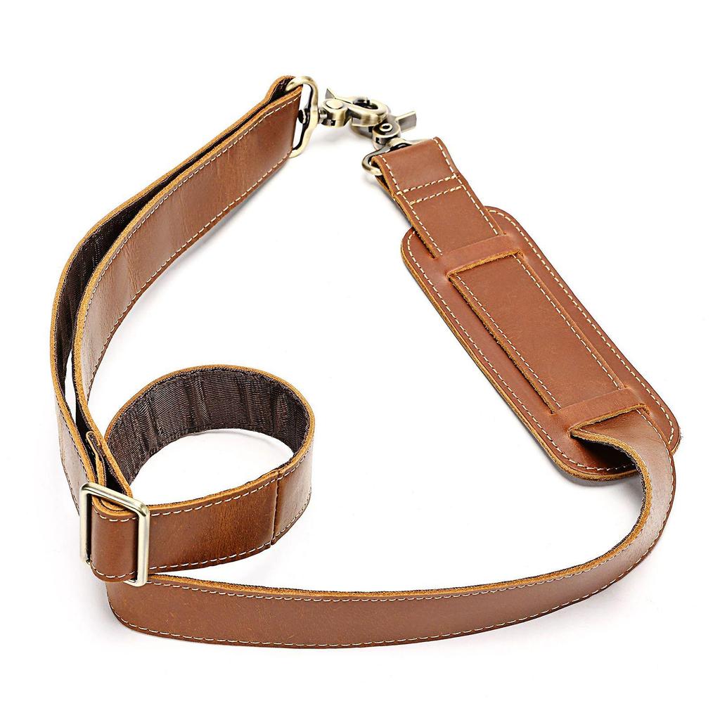 NIUCUNZH Men's Adjustable Retro Crossbody Bag with Crazy Horse Leather Shoulder Strap