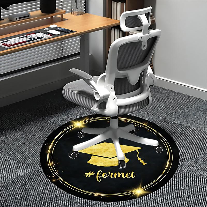 

Golden Graduation Cap Chair Mat Luxury Home Decor, Office Carpet, Gift for Graduates, Suitable for Bedroom, Living Room, Various Rooms 80cm