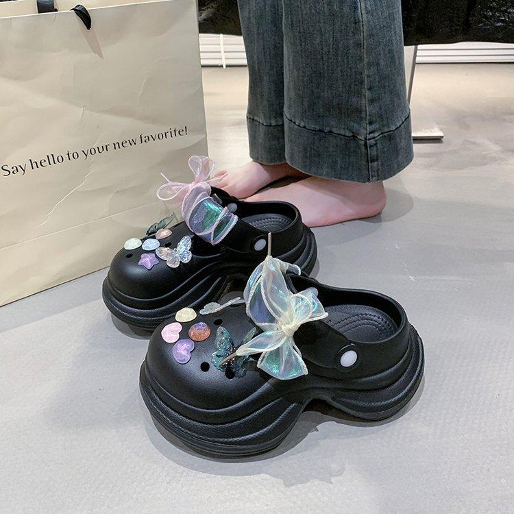 Butterfly Love Hole Shoes Lace Edge 2025 Summer New Beach Sandals Platform Bottom Trend Explosion Summer Must