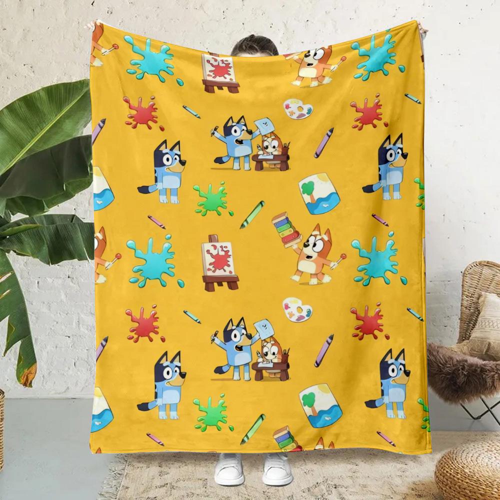 Cartoon B-Blueys Bandit-Chillis Pătură imprimată Pături pentru picnic Pătură caldă Pătură moale și confortabilă Acasă Călătorie Ziua de naștere