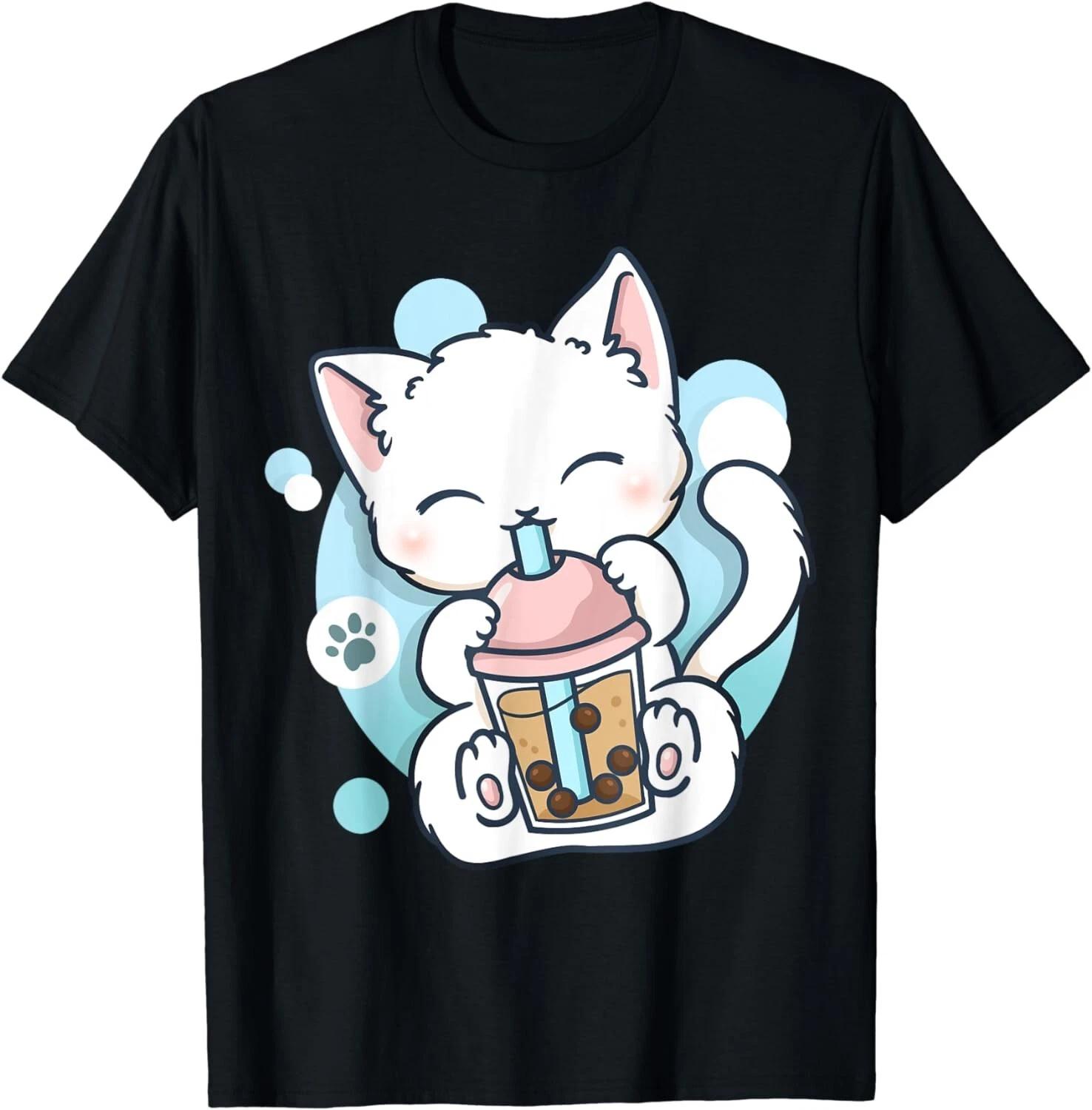 Cat Boba Tea Bubble Tea Anime Kawaii Neko Gift Unisex T-Shirt L