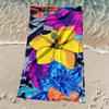 Vibrant Hibiscus Beach Towel Quick Dry Microfiber Sand Free Absorbent Lightweight for Summer Pool Travel Vacation Beach Party