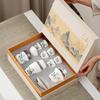 Tea set Festive white porcelain rime pavilion Dehua suet jade set Outdoor travel tea set