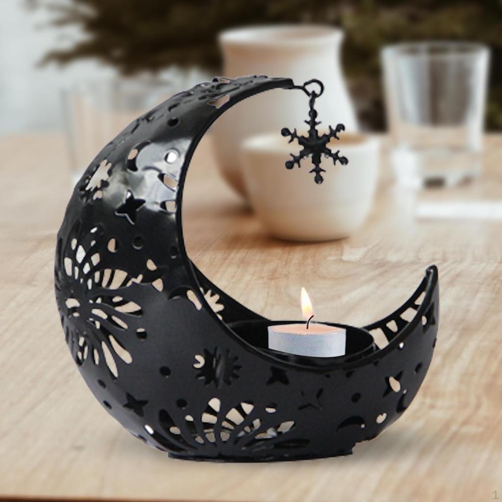 Eid Mubarak Candle Holder Half Moon Shaped Stand Iron Muslim Party Supplies Ramadan