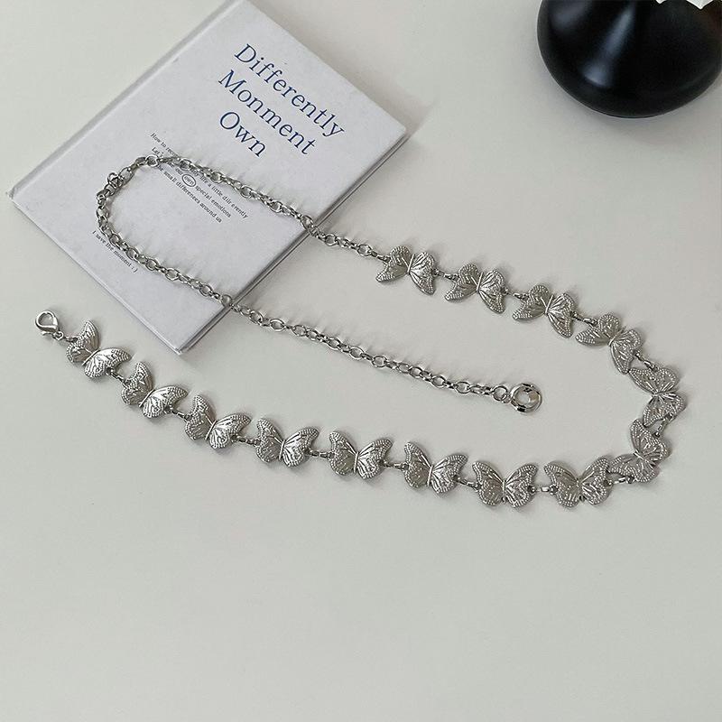 Silver Metal Butterfly Waist Chain Women'S Niche Premium Retro Belt Bohemian Decoration With Skirt
