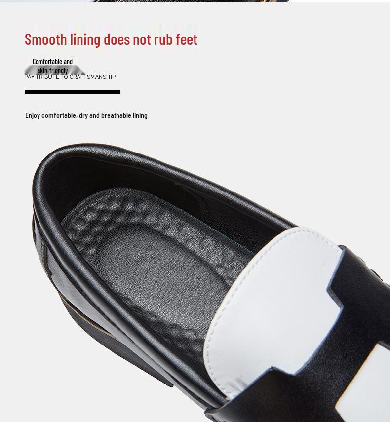 Men's Large Size Leather Slip-On Shoes - Pointed Toe, Thick Sole, Formal & Casual Driving Loafers Size 46