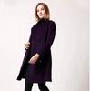 Anlom Women's Fashion Dark Purple Mid-Length Wool Blend Overcoat