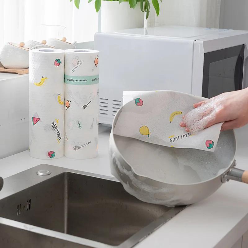 50PCS Absorbent Thickened Kitchen Paper Dry Wet Dual-purpose Non Greasy Disposable Cloth Easy To Clean Non Shedding Cloth