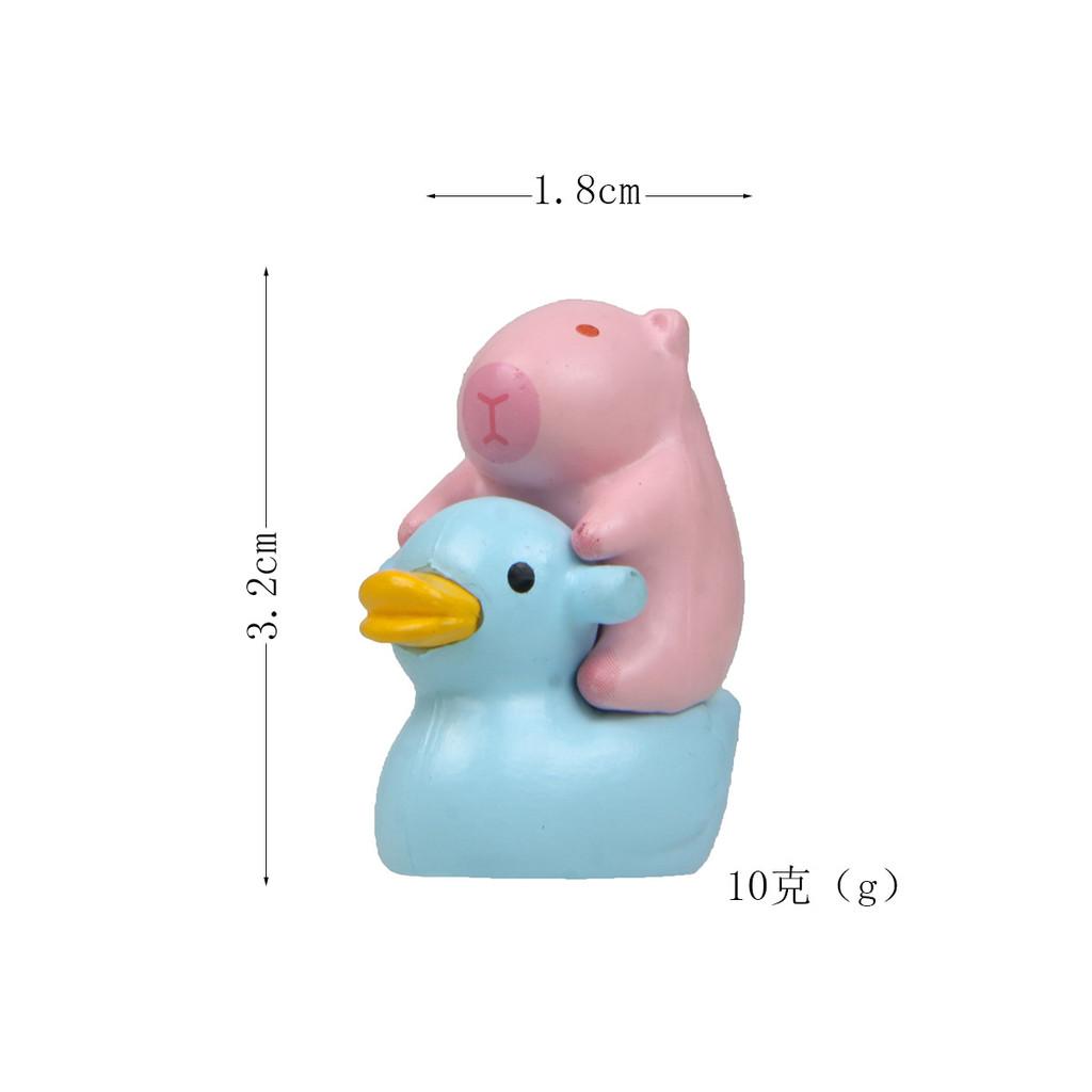 Pvc Capybara Duck Cartoon Figures Mini Garden Statues For Home Office Decor