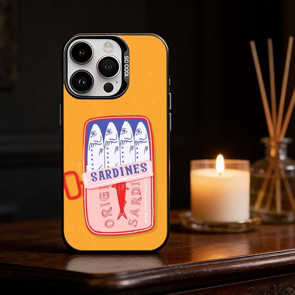 Bunte S-Sardine L-Hummer Fisch Handyhülle Für iPhone 17,16,15,14,13,12,11,Pro Max,Plus Bonbon Silber Hülle