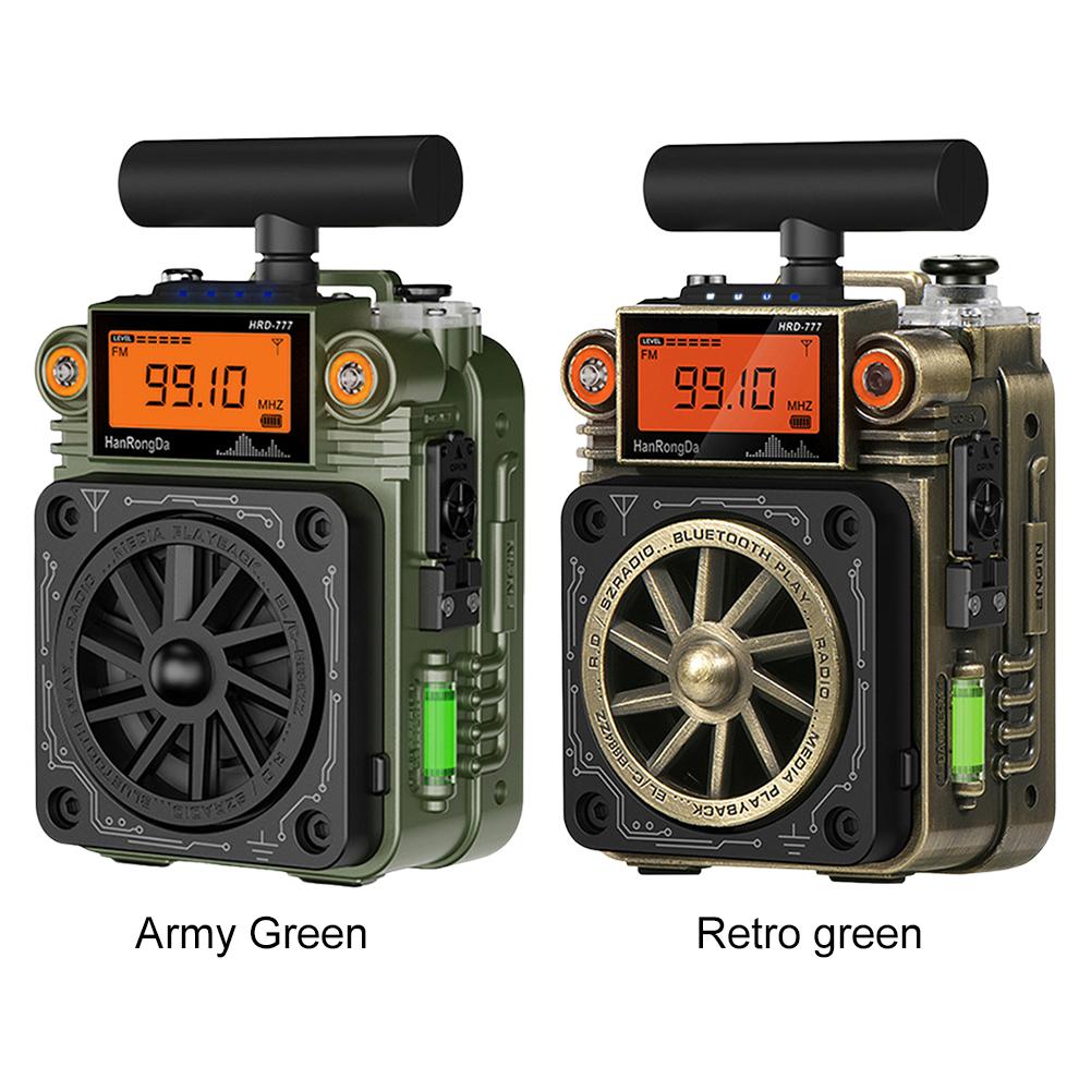 HRD-777 FM MW SW VHF WB Full-Band Radio Fingertip Gyroscope Mini Radio Multi-Function Bluetooth Speaker Emergency Survival Radio