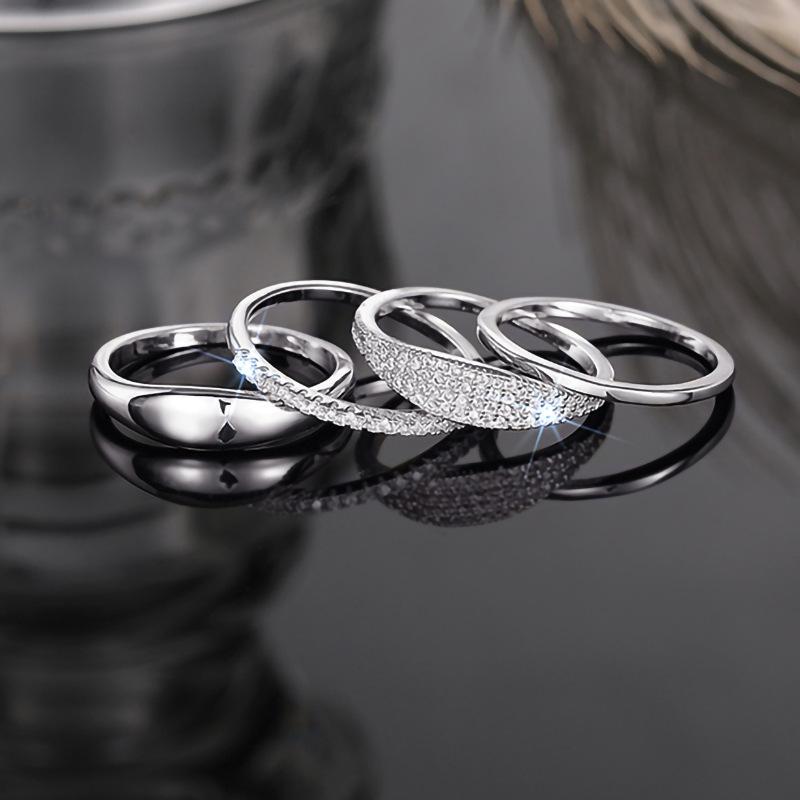 4Pcs Simple Plain Band Ring Set Minimalist Stackable Rings Gold Plated Fashion Jewelry for Women