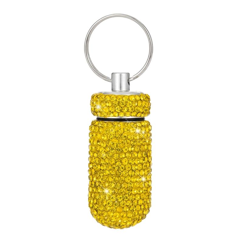 Portable Glittering Pills Organizer Small Waterproof Travel Medicine Holder with Keyring for Camping Adventures