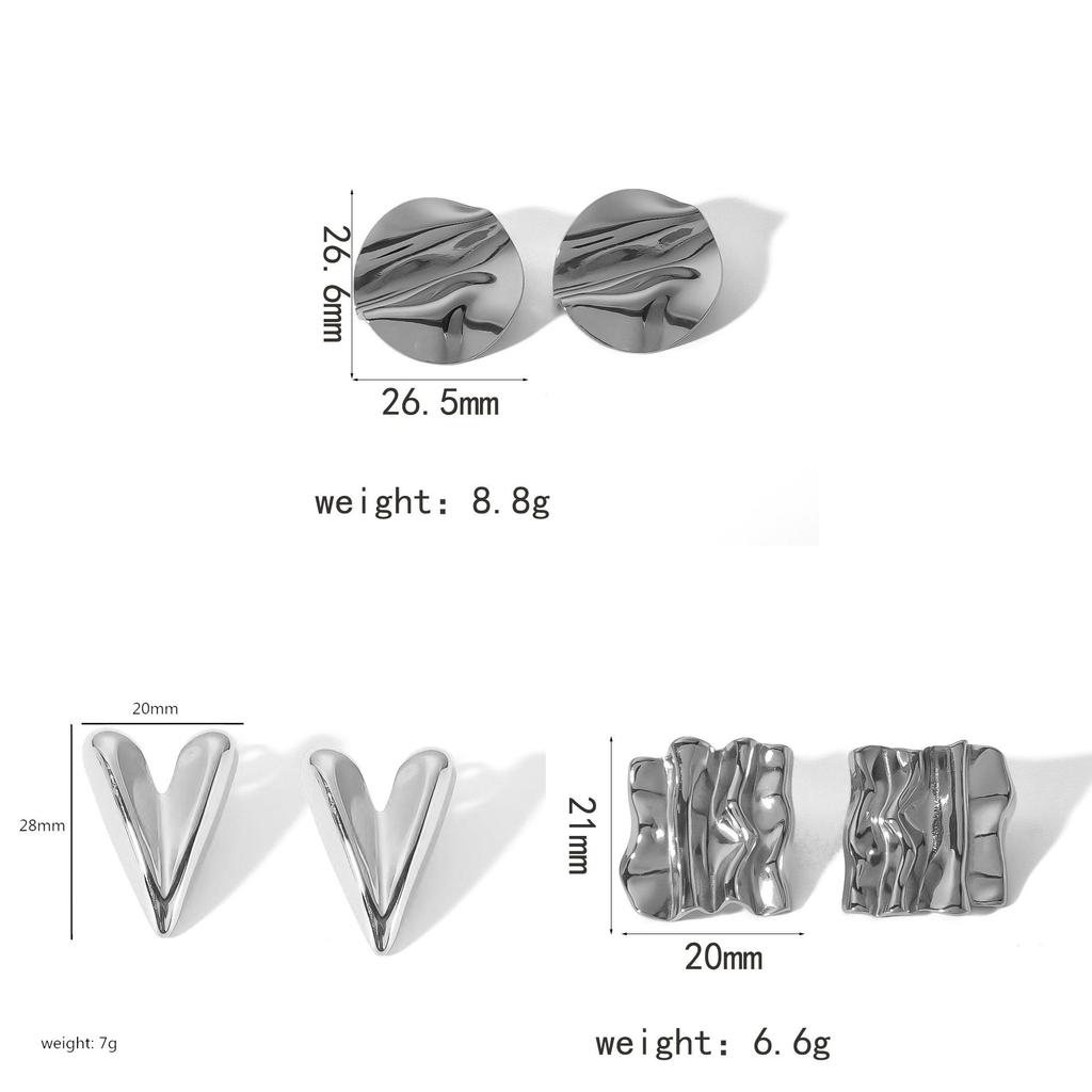 Geometric Titanium Steel Earrings For Women With Heart Shape Design And Vintage Style