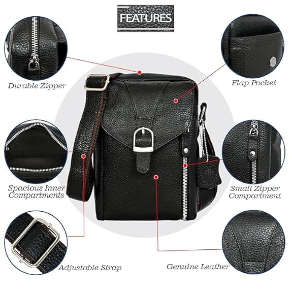 Leather Messenger Crossbody Sling Bag Shoulder Bag Travel Office Laptop Satchel Vintage Casual Business Work Outdoor Side Bag Gift for Men