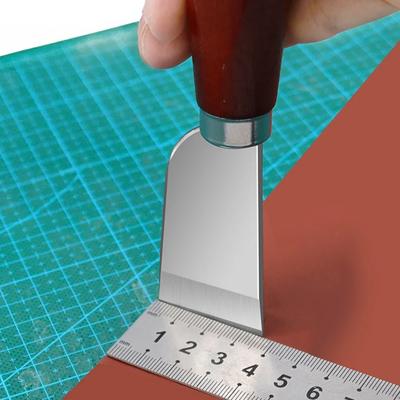 Leather Skiving Edge Trimming Cutting Knife DIY Tool Stainless Steel Blade Wood Handle For Beginners Leather Worker
