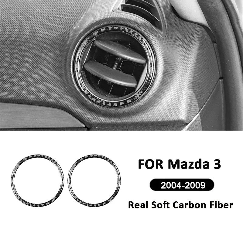 For Mazda 3 2004-2009 Accessories Carbon Fiber Car Trument Panel Left Right Air Outlet Vent Ring Frame Decoration Sticker
