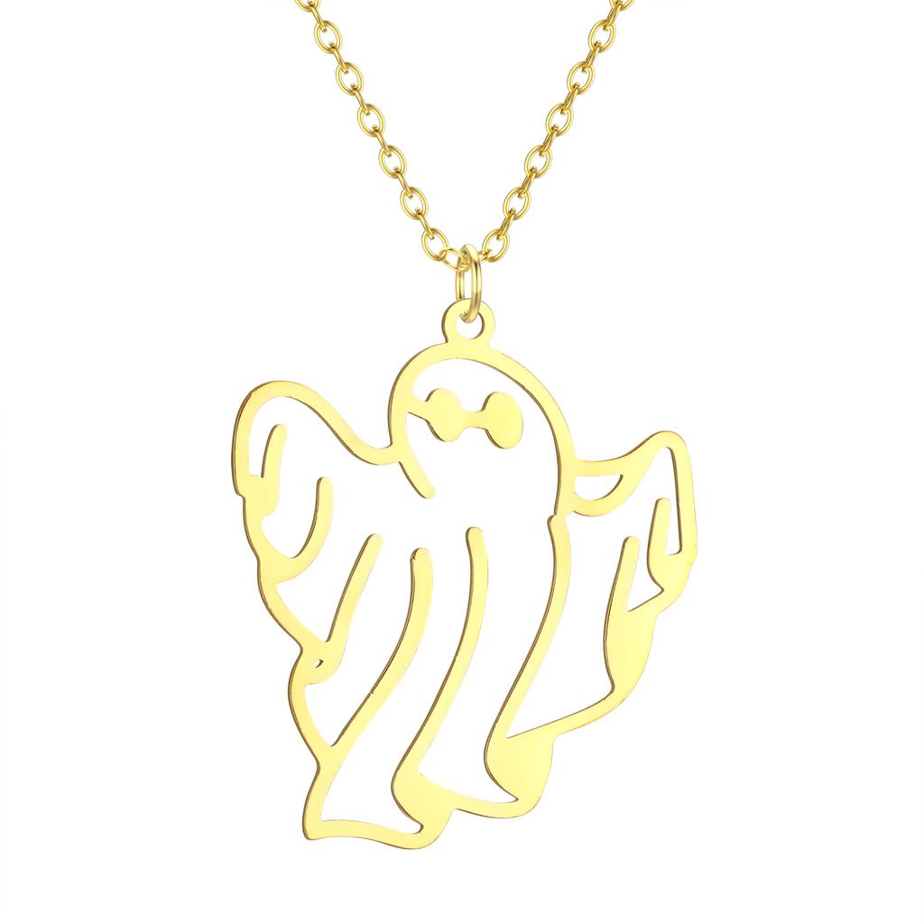 Kinitial Raindrop Cloud Whale Ghost Hand Flower Horse Meditation Moon Stainless Steel Pendant Necklace For Women Jewelry Gift