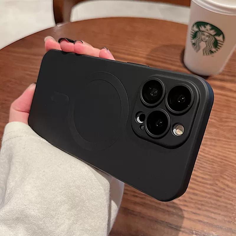 

Роскошный магнитный матовый мягкий силиконовый чехол Magsafe для iPhone 15 14 13 12 11 Pro Max со стеклянным объективом и функцией беспроводной зарядки For iPhone 15 Pro