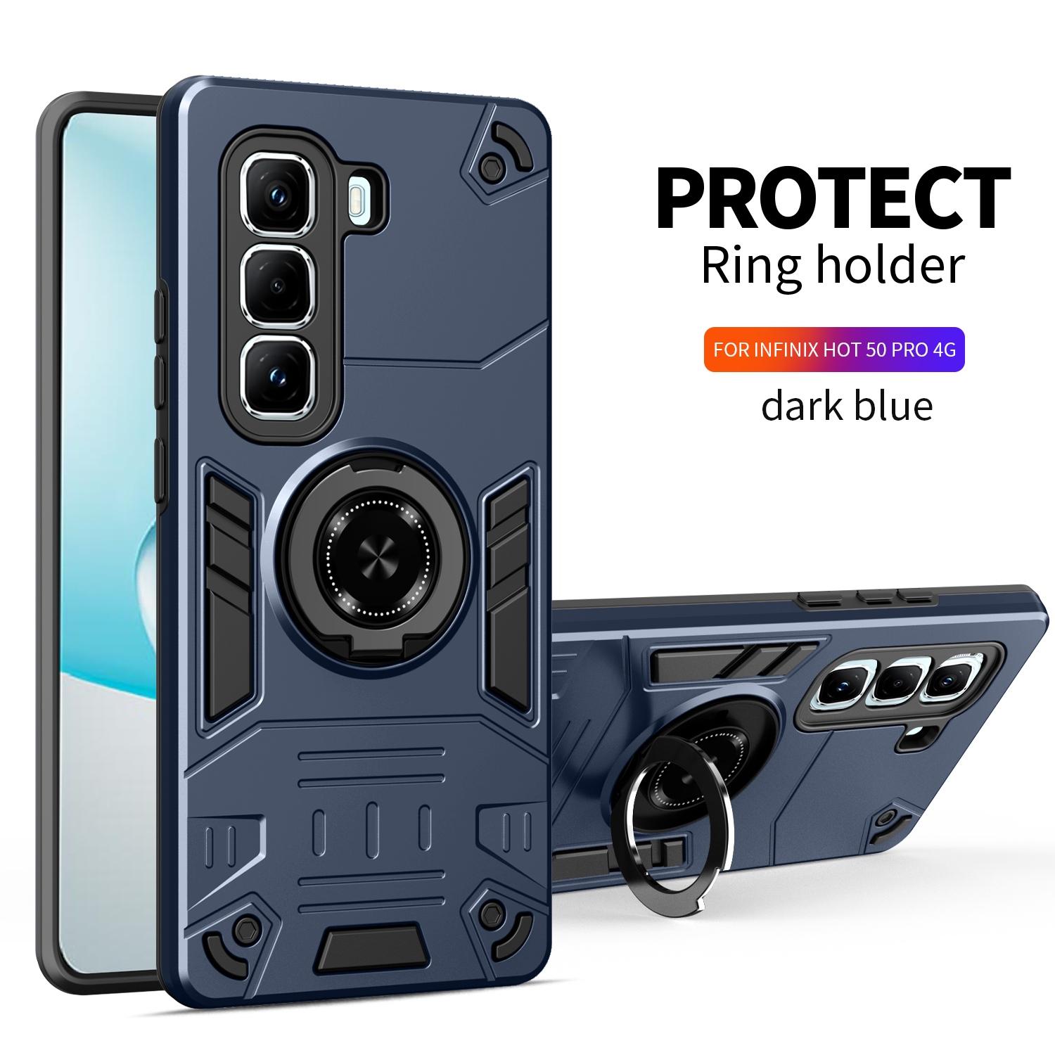 

Чехол для Infinix Hot 50 Pro/Plus + 4G Бронированный Противоударный Чехол-накладка с кольцом-подставкой для Infinix Hot 50i Infinix Hot 50 Pro+ 4G синий