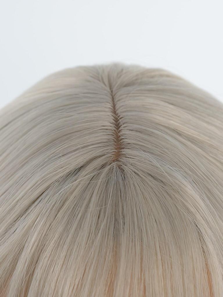 Light Ash Cosplay Synthetic Wigs with Bangs Long 24-inch Long Curly Wavy Lolita Halloween Wigs Heat Resistant Fiber Bangs Hair