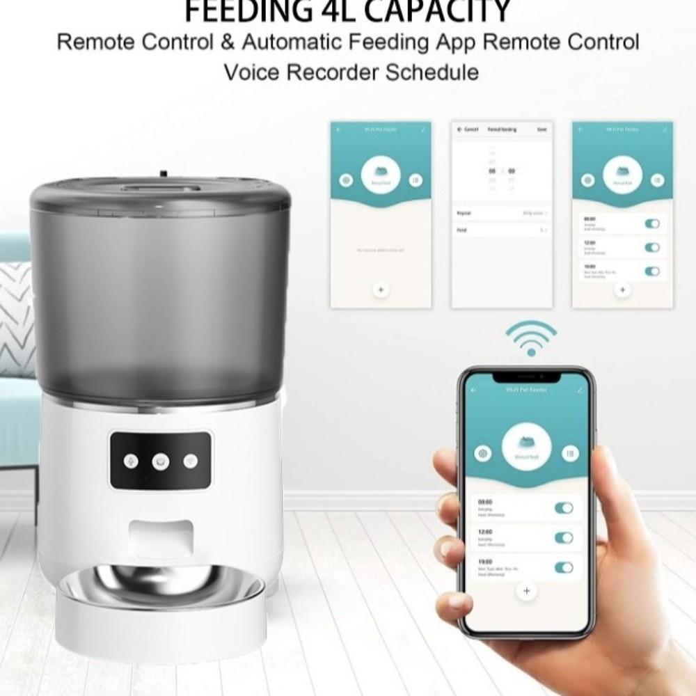 4L Cat Automatic Feeder Stainless Steel Bowl APP Control Feeder Dog Food Dispenser  For Cats Dogs