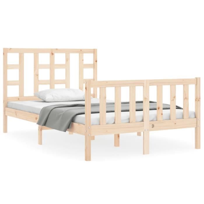 VidaXL Bed Frame with Headboard 120x200 Cm Solid Wood 3191966