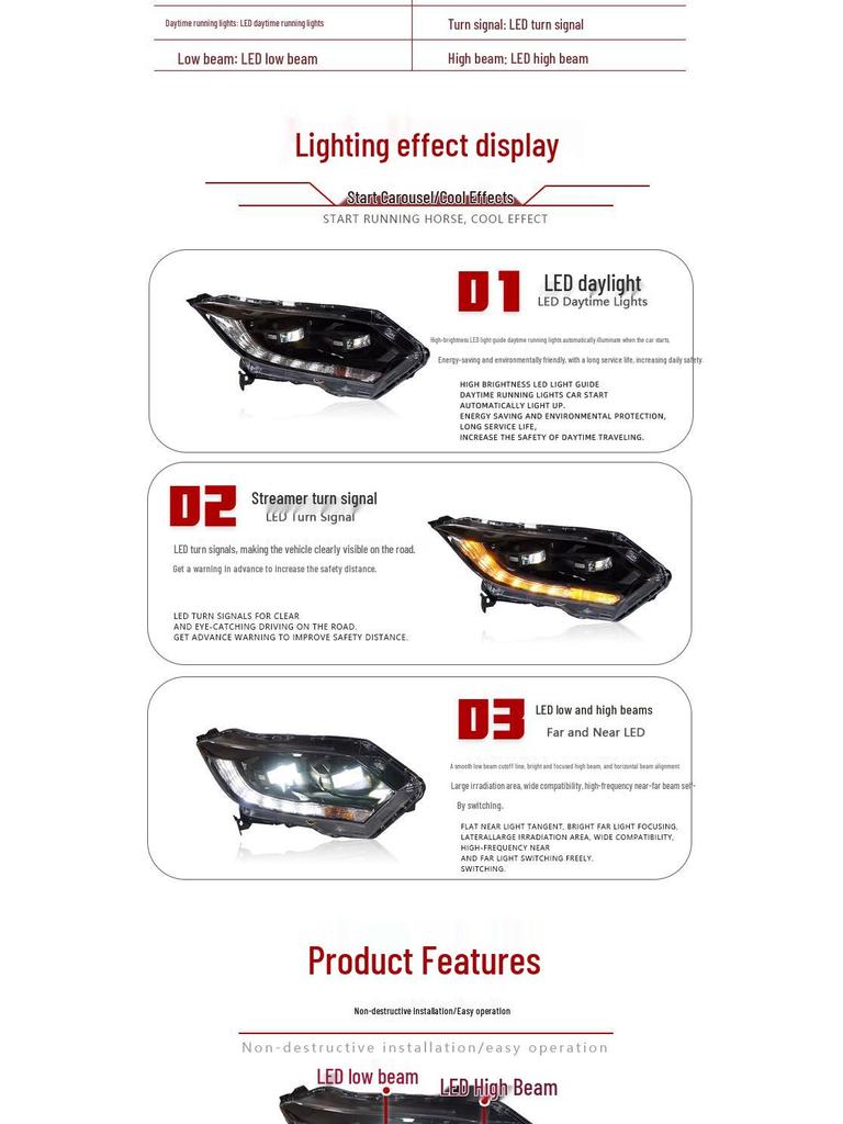 2015-2018 Honda Vezel HRV LED Projector Headlights with DRL & Sequential Turn Signals