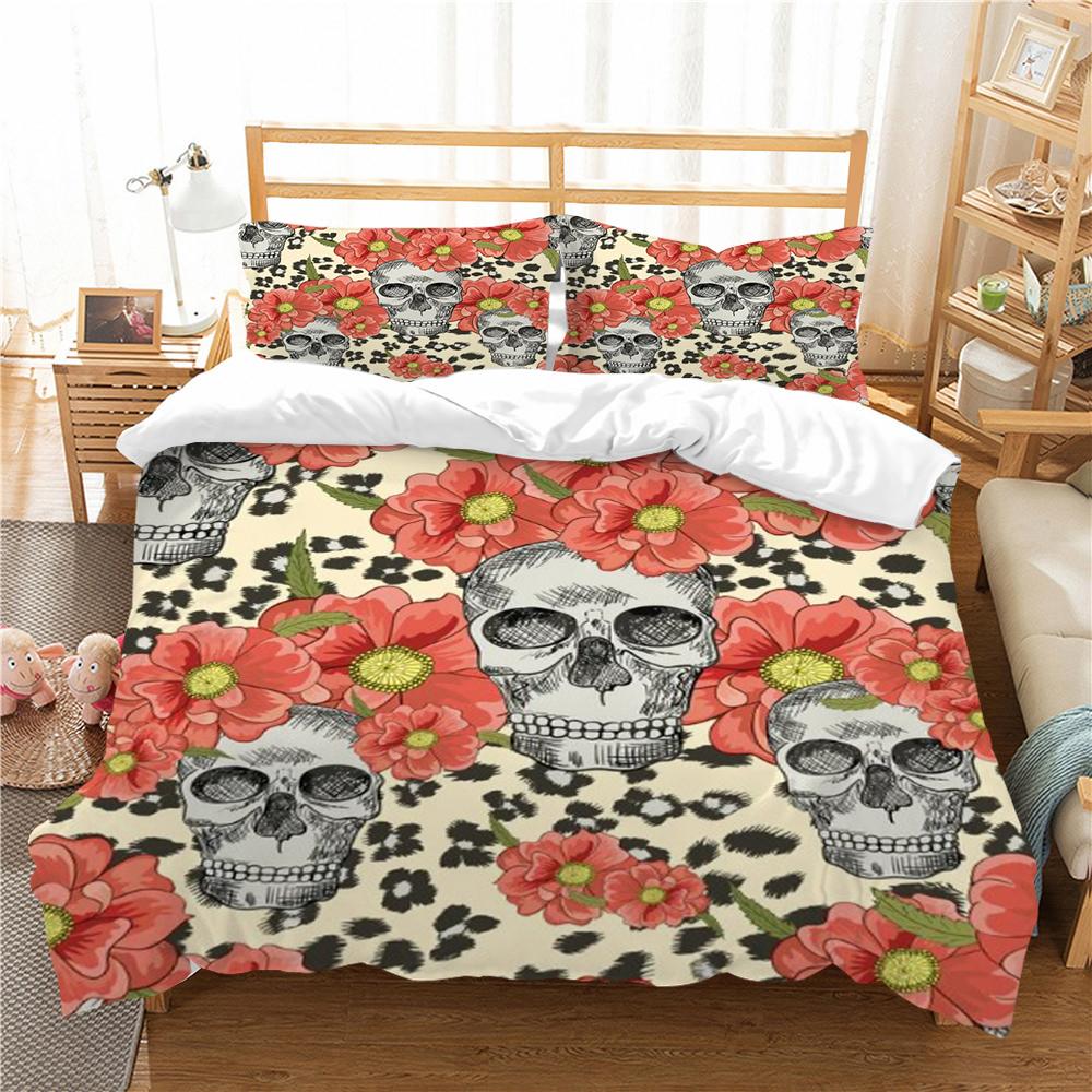 Home Bed Clothes 3D Skull Printing Duvet Cover Set Superior Bedding Cover Suit Single Double Size Bed Set Polyester Pillowcase