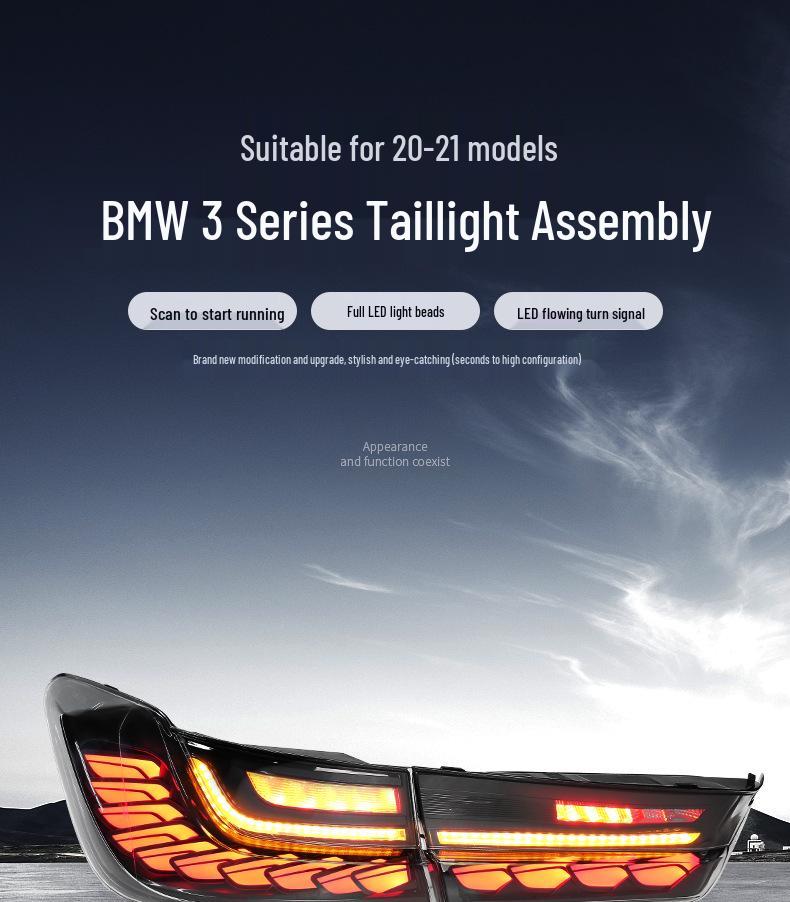 LED Dynamic Turn Signal & Dragon Scale DRL Taillight Assembly for BMW 3 Series G20/G28 (2019–2021)