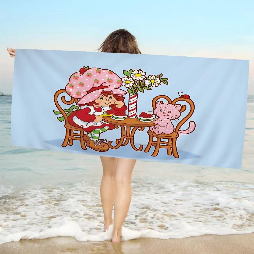 

Strawberry Shortcake Girl Microfiber Beach Towel Absorbent Quick Dry Soft Towel for Yoga Swimming Resort Camping W30*H60(CM)