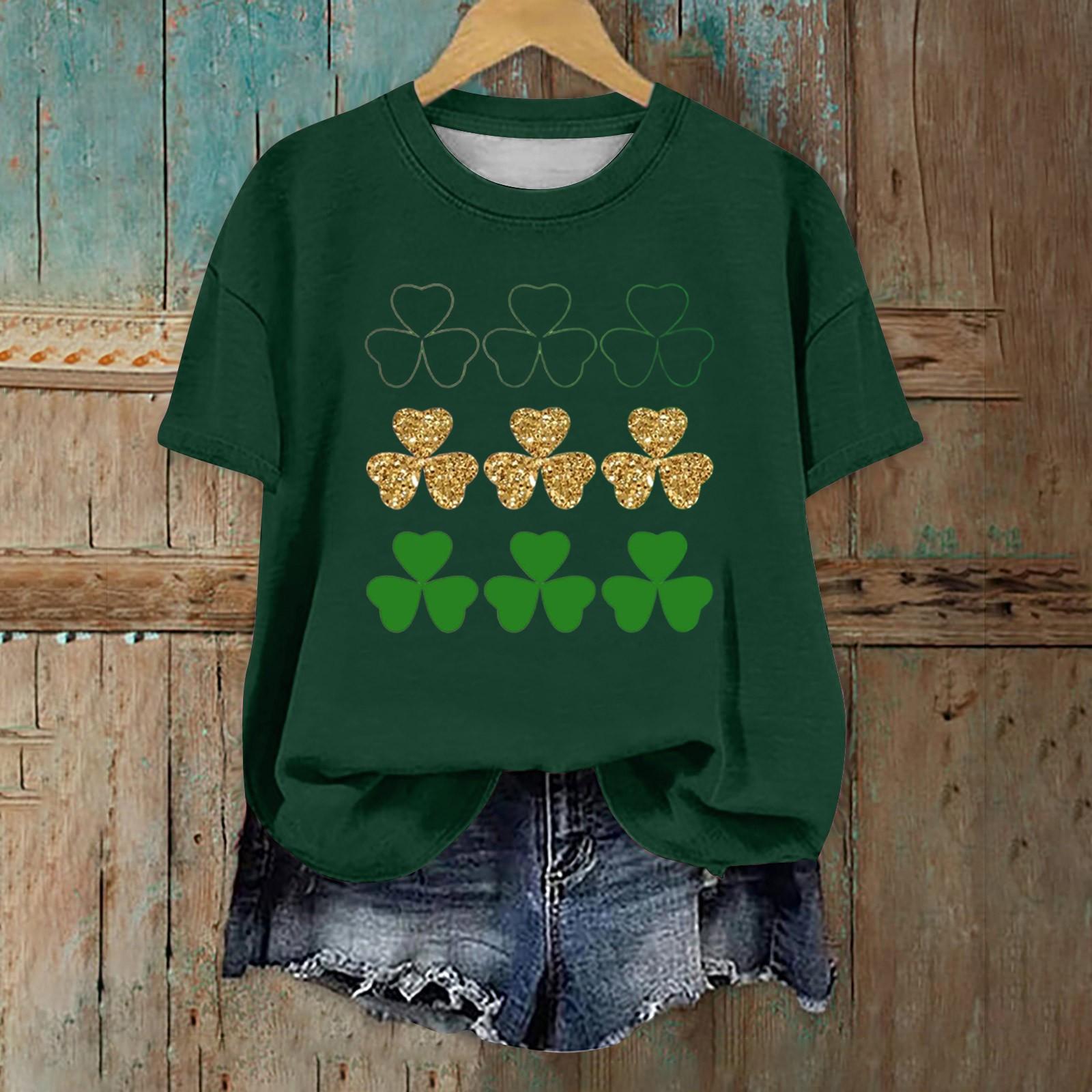 

Жіноча Мода Повсякденний Короткий Светр з Спущеним Плечем. Футболка з круглим вирізом з принтом до Дня Святого Патрика XL помаранчевий