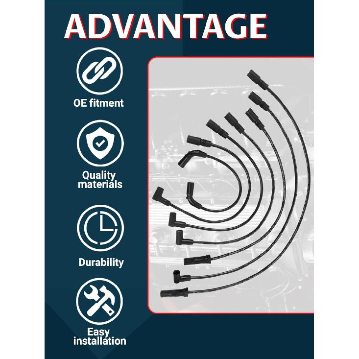 9746KK Spark Plug Wire Set Replacement For Express Express 1500 2500 Savana 1500 2500 Astro Blazer