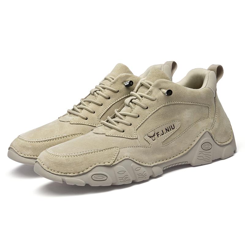 Mode Neue Herren Leder Freizeitschuhe Retro Atmungsaktive Arbeitsschuhe Rutschfest Atmungsaktiv Warm Verdicktes Plüsch Herren Schweinsleder Freizeitschuh