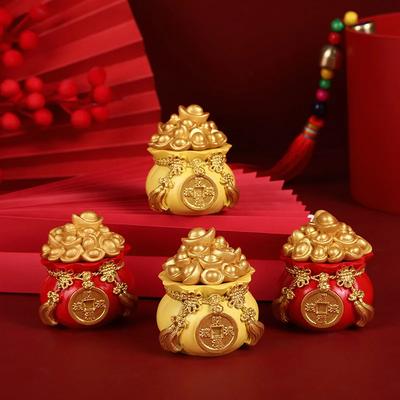 Viel Glück Glücksbeutel Ornamente Kreativer Goldbarren Geldbeutel Heim Schreibtisch Harz Handwerk Chinesisches Feng Shui Fa Cai Dekoration