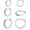 3 Pairs 925 Sterling Silver Small Hoop Earrings for Women Men | Cubic Zirconia, 14K White Gold Plated Huggie Hoop Earrings, Hypoallergenic