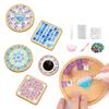 DIY Glass Mosaic Tile Kit - Mixed Colors Wooden Coaster Set for Adults, Craft Supplies for Home Decor & Gift Making