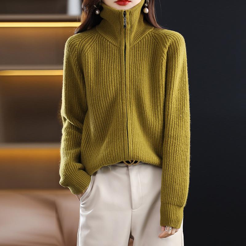 Cardigan damă din cașmir Qinghe cașmir 30% cașmir 70% lână toamnă și iarnă cardigan îngroșat din cașmir moale și cald