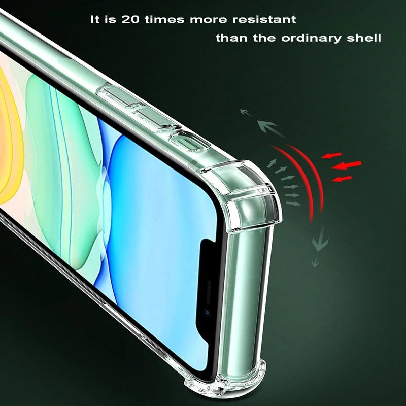 TPU Shockproof Phone Case For iPhone 15 14 Plus 13 12 Mini 11 Pro Max 7 8 Plus X XR XS Max Clear Soft Lens Protective Back Cover